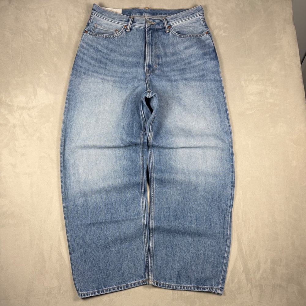 Y2K Mens H&M Baggy Baggy Light Wash Wide Leg Streetwear Jeans 34/32
